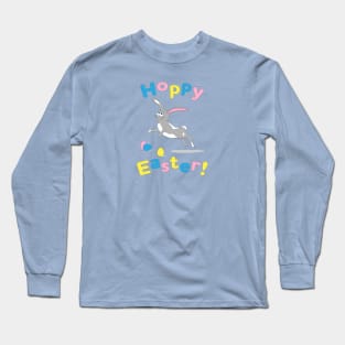 Hoppy Easter! Happy Easter Bunny with Decorated Eggs Long Sleeve T-Shirt